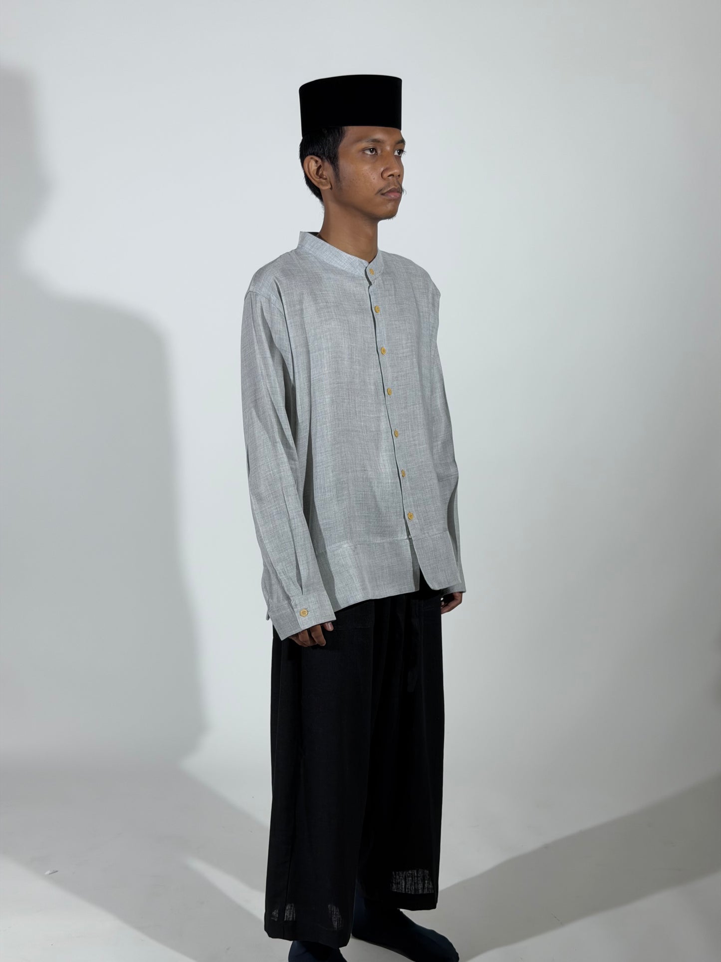 LONG SLEEVE MANDARIN COLLAR SHIRT