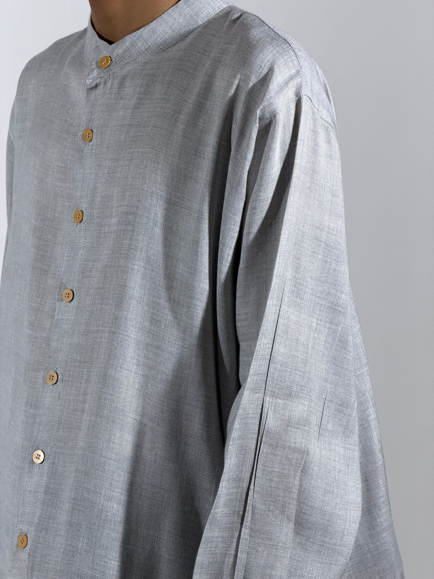 LONG SLEEVE MANDARIN COLLAR SHIRT