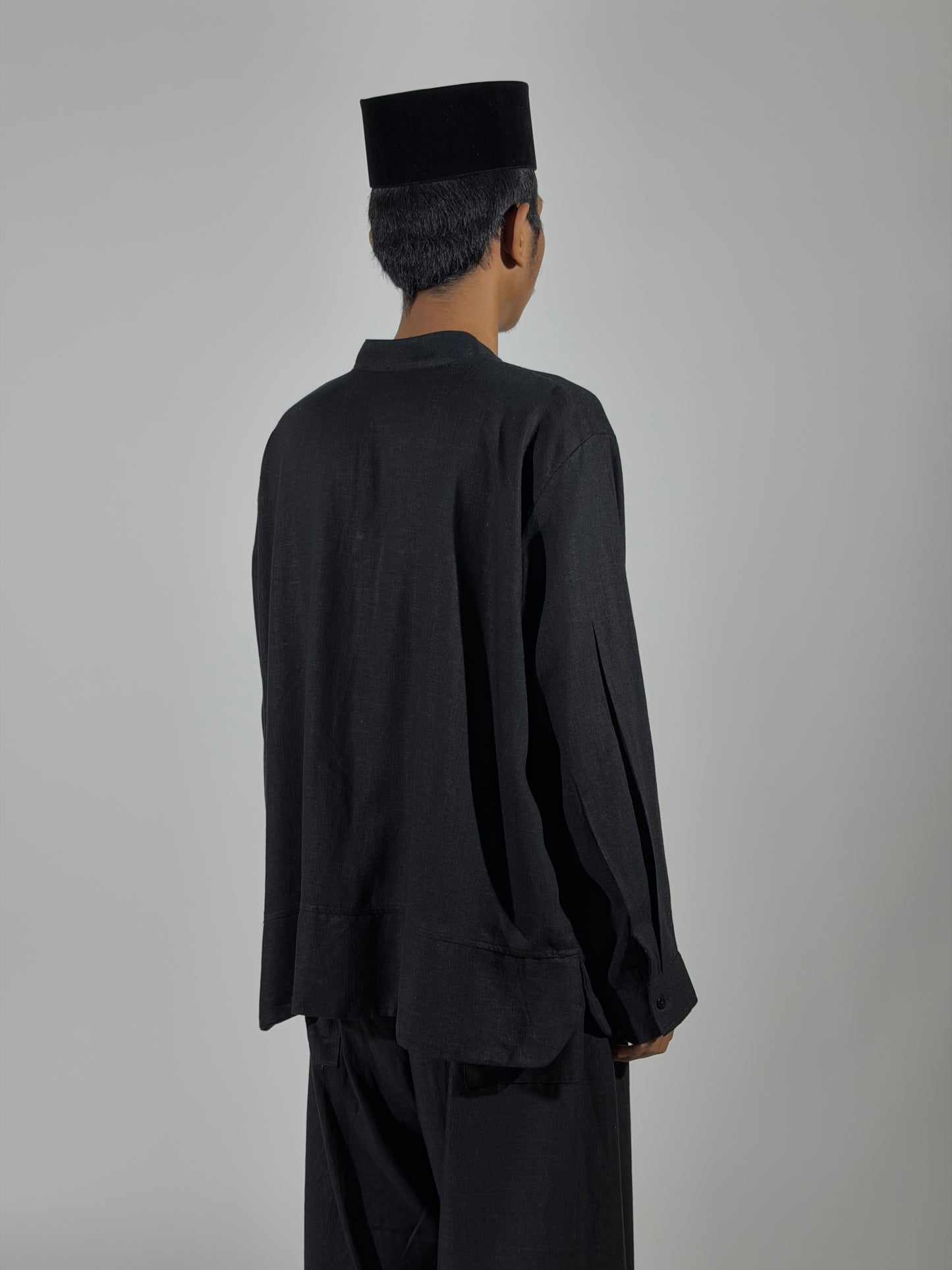 LONG SLEEVE MANDARIN COLLAR SHIRT