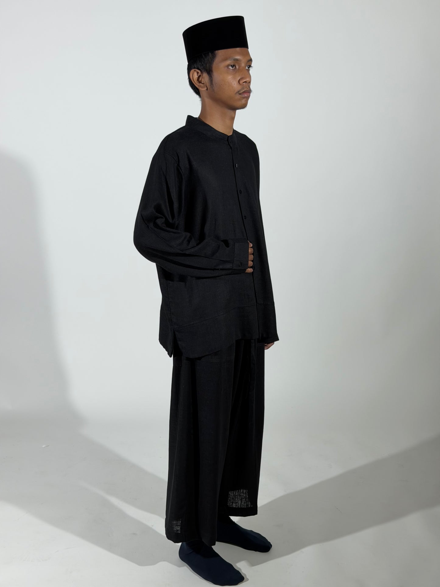 LONG SLEEVE MANDARIN COLLAR SHIRT